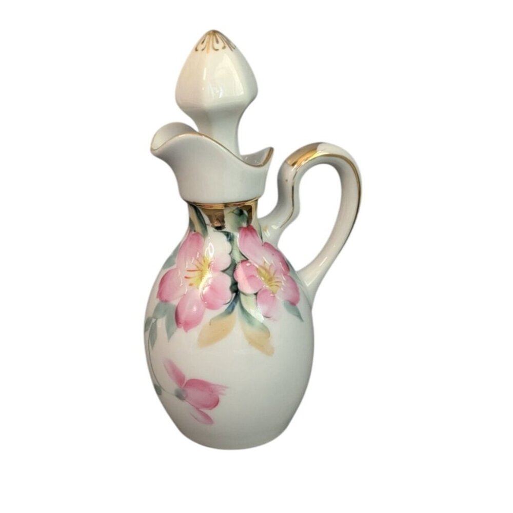 Vintage Noritake Azalea Porcelain Cruet Stopper Oil Vinegar red mark